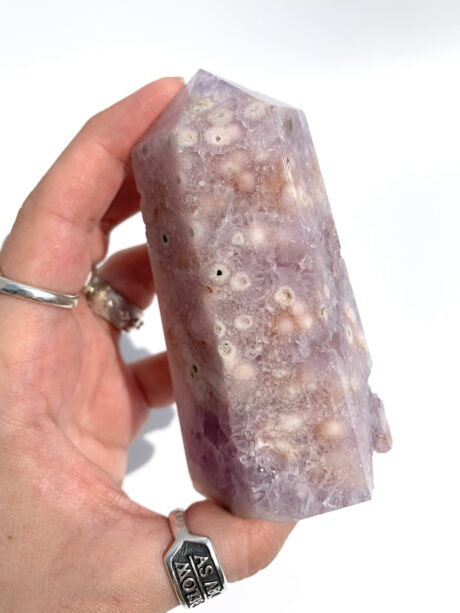 Agat kwiatowy z ametystem/kwarcem wieża - numer 07