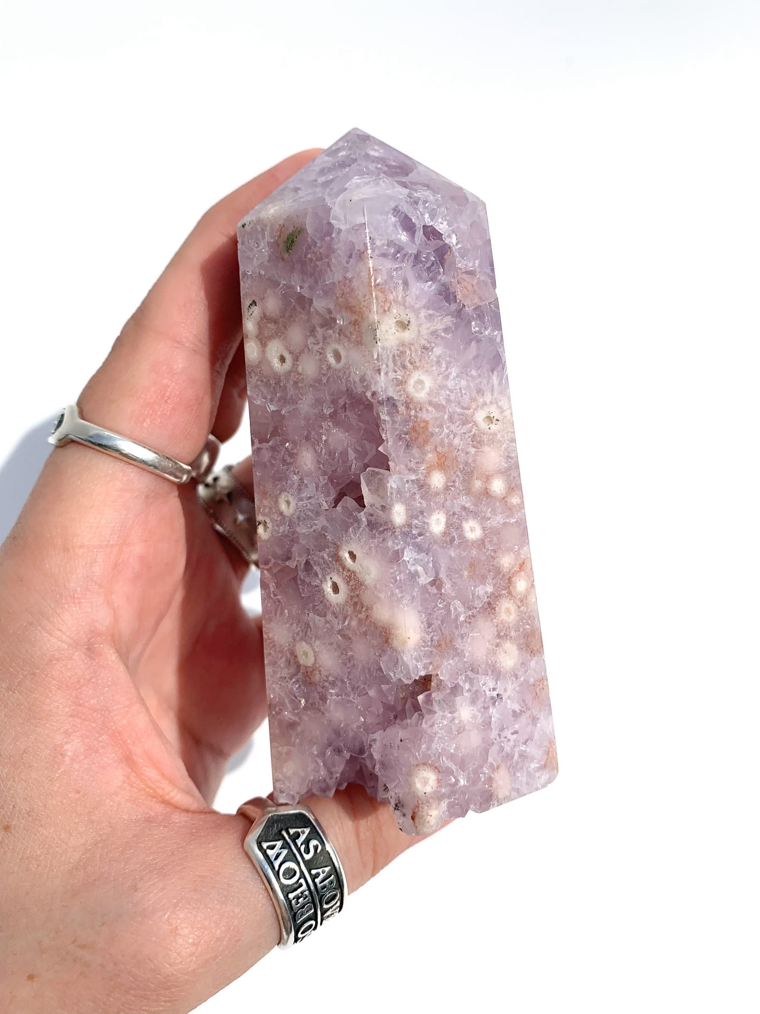 Agat kwiatowy z ametystem/kwarcem wieża - numer 07 - obrazek 3