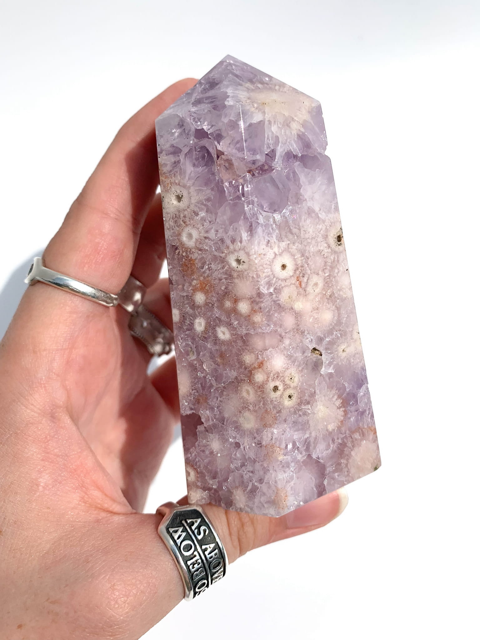 Agat kwiatowy z ametystem/kwarcem wieża - numer 07 - obrazek 4