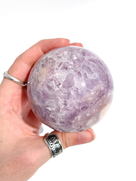 Agat kwiatowy z ametystem/kwarcem kula - numer 4